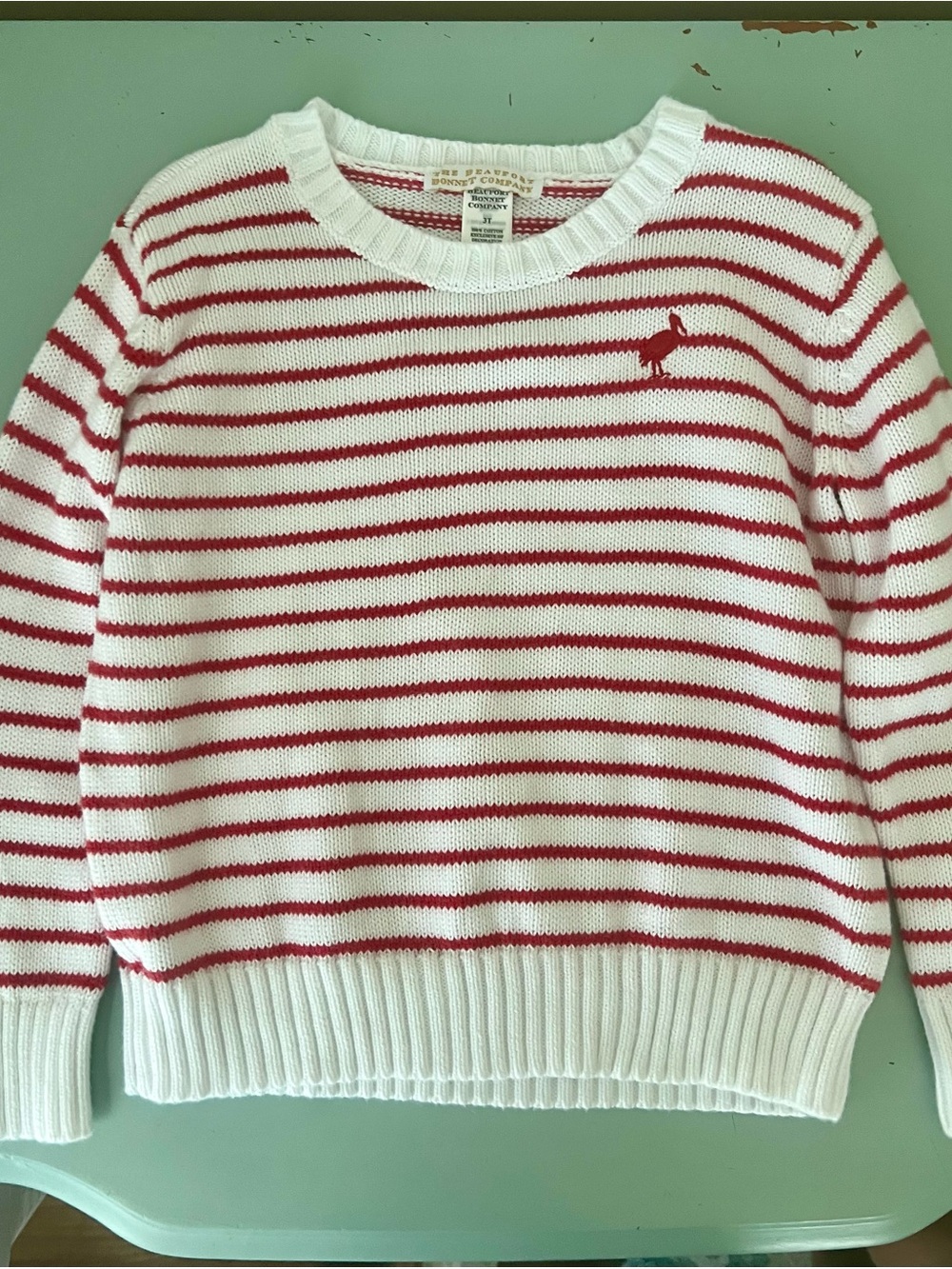 The Beaufort and Bonnet Company Toddler Boy Red & White Striped Crewneck Sweater